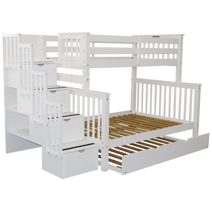 Harriet Bee Tena Twin Over Full 4 Drawer Solid Wood Standard Bunk Beds